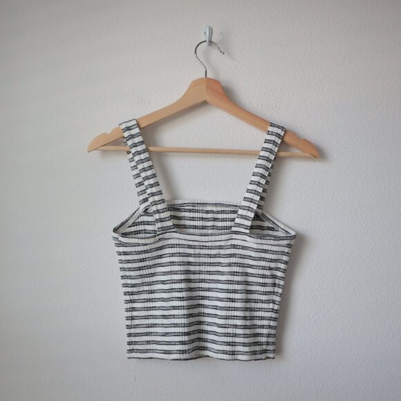 American Eagle Ribbed Square Neck Striped Tank Top | S - Picture 6 of 6